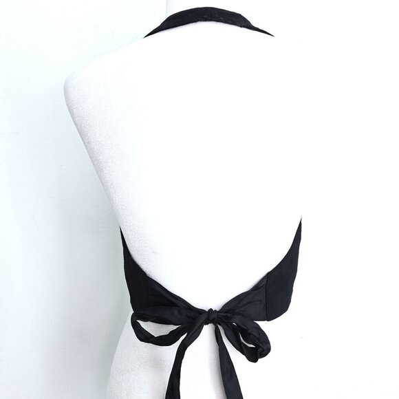 BCBGMaxazria black vest double breatsed Wool 90's button down crop top gilet, Sl - Picture 3 of 7